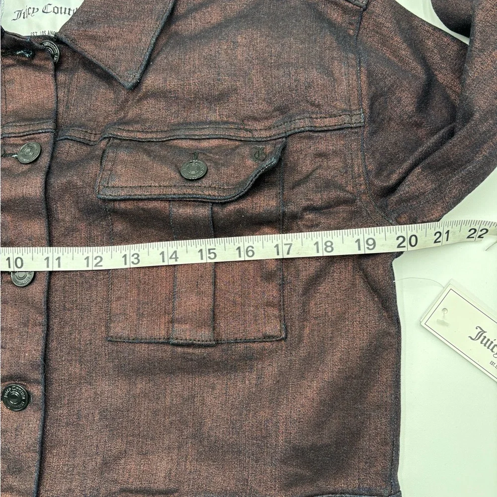 Juicy Couture‎ Metallic Plum Cropped Denim Jacket Women's Medium Button